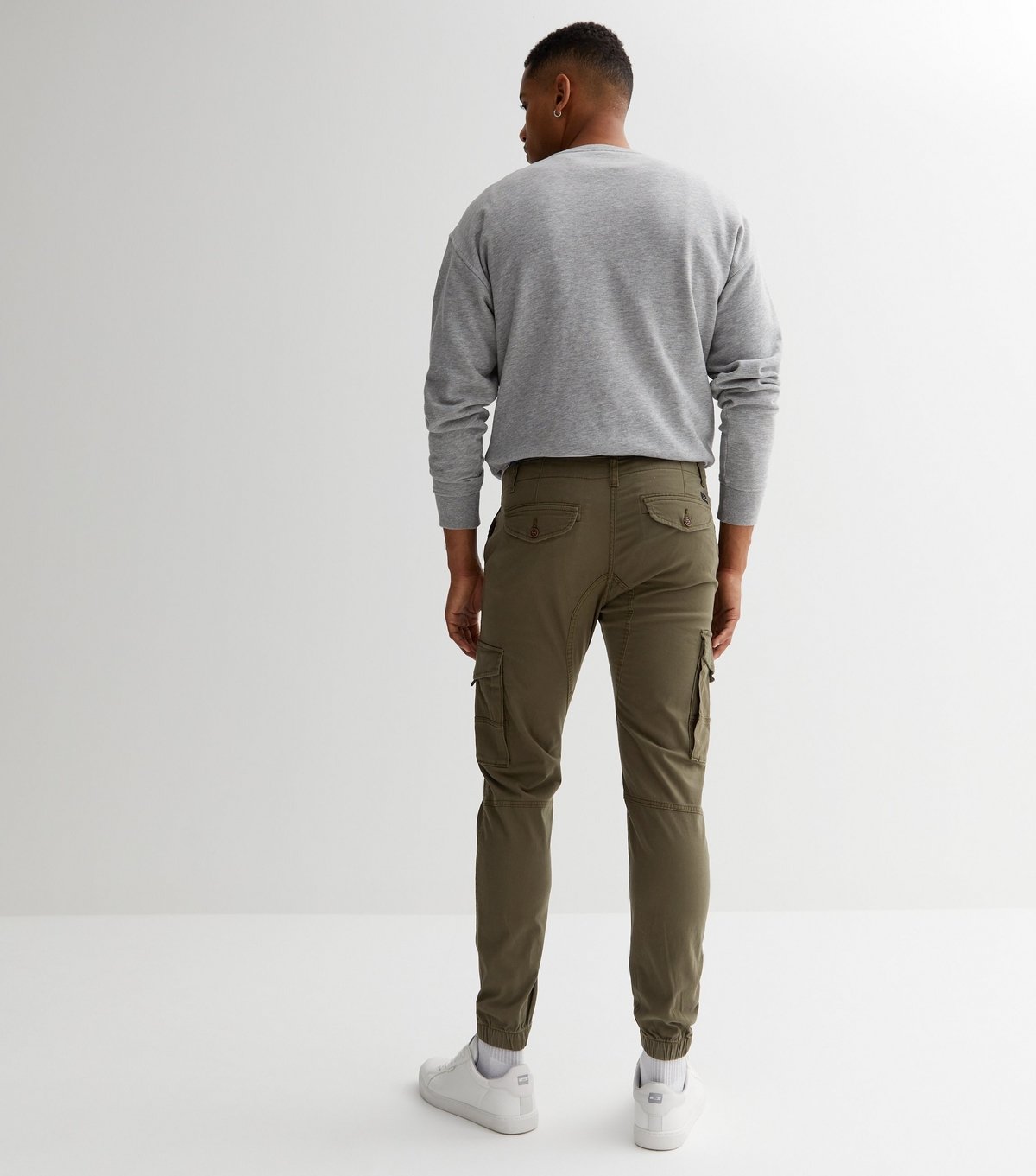 jack & jones Men's Khaki Tapered Leg Patch Pocket Cargo Trousers Jack & Jones New Look - 4