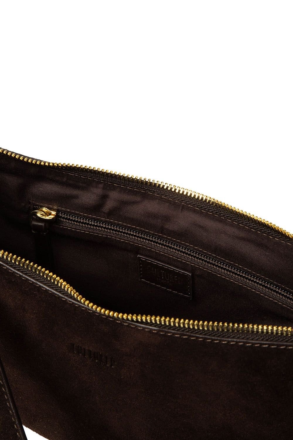 Cultured London Cultured London Women's 'Roisin' Suede & Leather Cross Body Bag in Dark Brown - 4