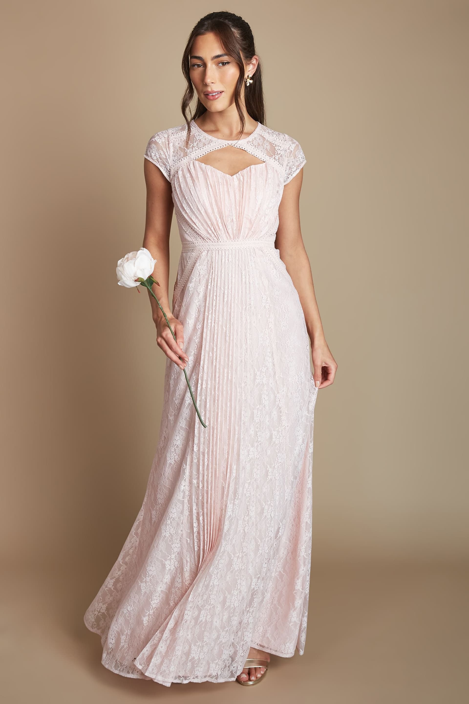 Coast Coast Women's Lightweight Corded Lace Panelled Bridesmaid Dress in Blush