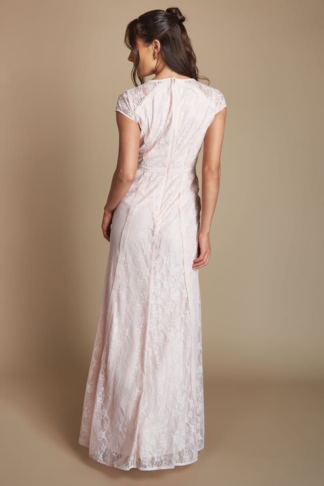 Coast Coast Women's Lightweight Corded Lace Panelled Bridesmaid Dress in Blush - 3