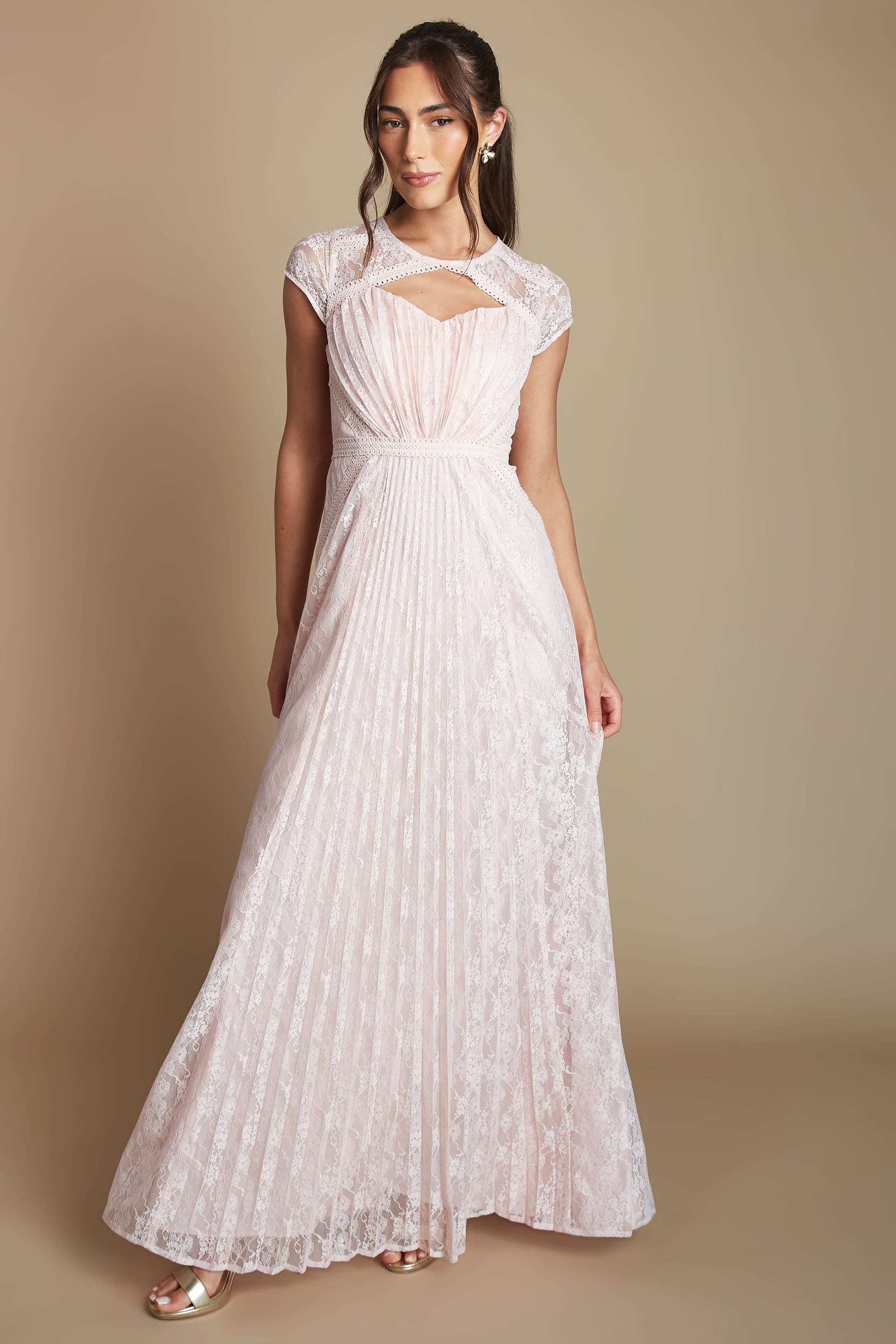 Coast Coast Women's Lightweight Corded Lace Panelled Bridesmaid Dress in Blush - 4