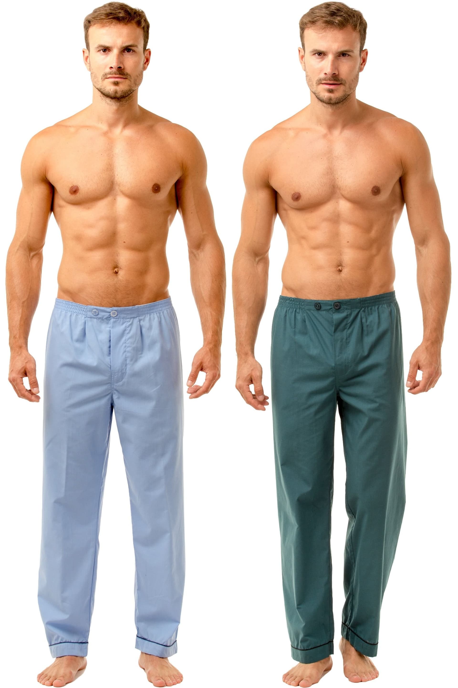 Haigman Haigman Men's Men's Blue & Teal 2 Pack Cotton Blend Pyjama Trousers
