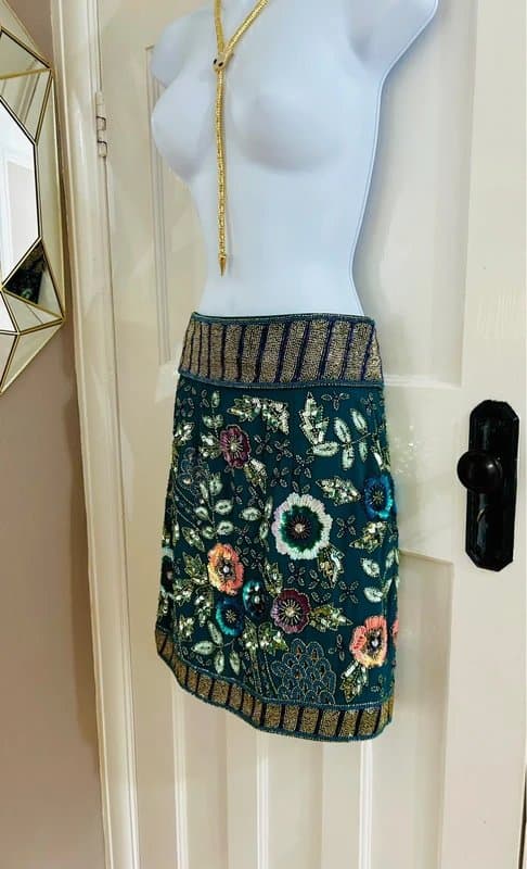 ASOS Embellished sequin Mini skirt festival wedding special occasion Holiday 8