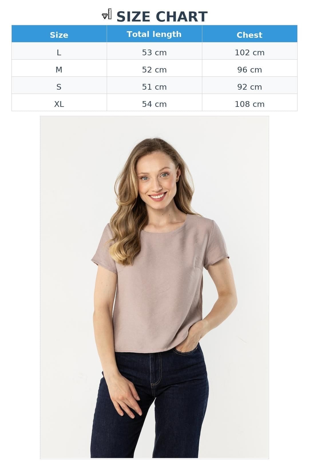 Love Lace Love Lace Women's Satin Finish Loose Light Blouse with Round Neck in Beige - 4
