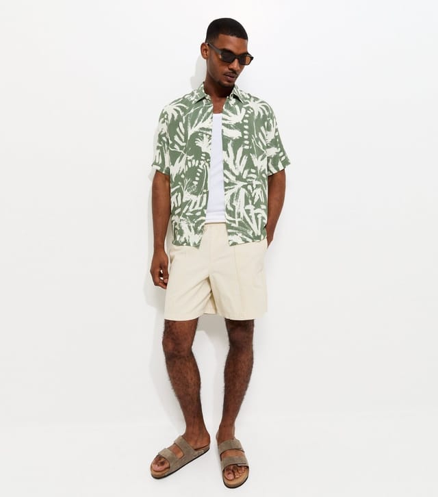 Only and Sons Men's Light Khaki Abstract Print Shirt Only and Sons New Look - 2