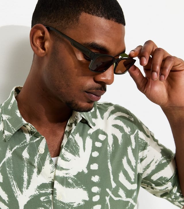 Only and Sons Men's Light Khaki Abstract Print Shirt Only and Sons New Look - 3