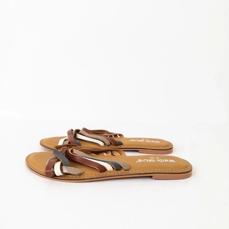 White Stuff White Stuff Elsie Strappy Sandals UK 6 EU 39 Flat Mule Multi Leather