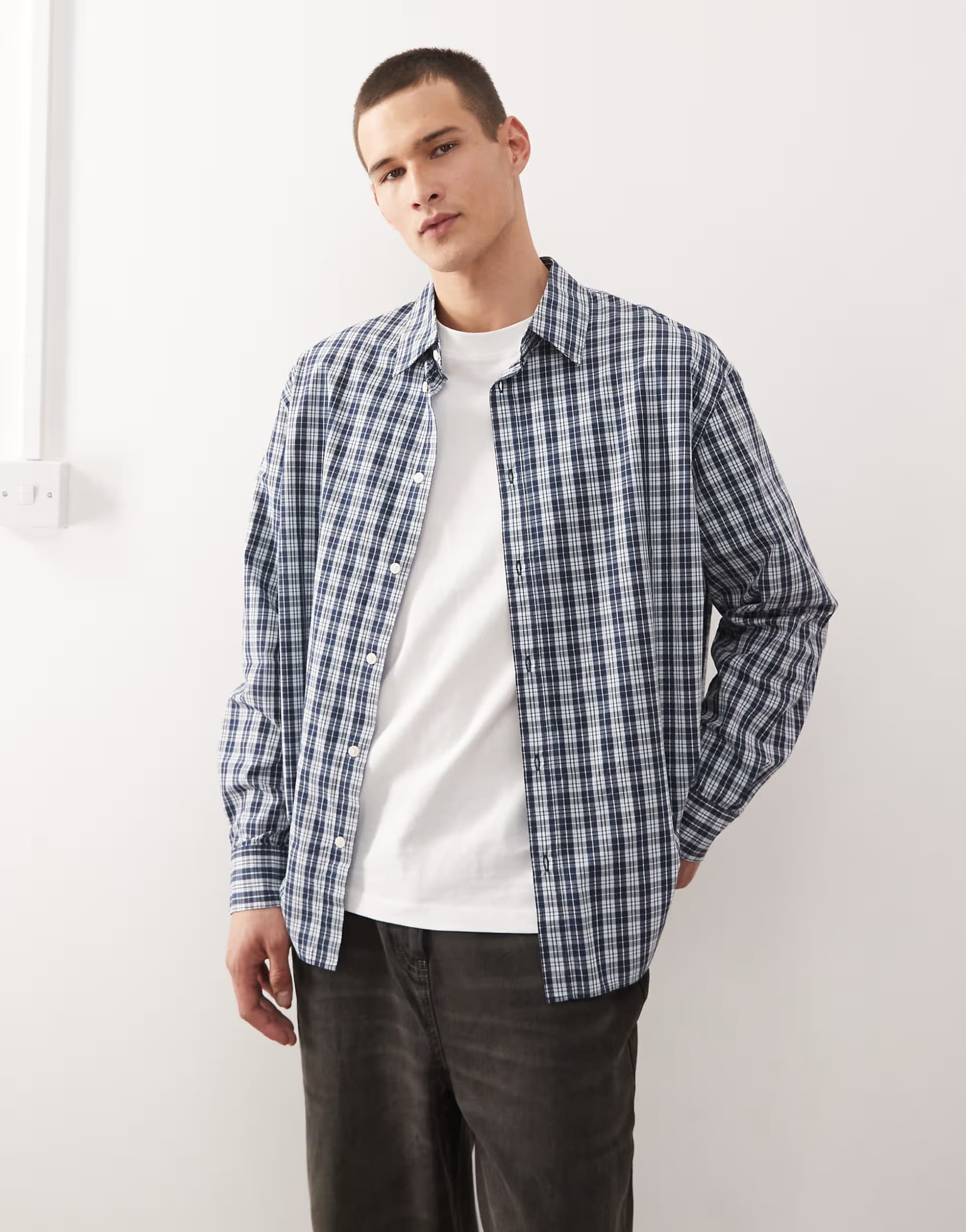 ASOS Weekday oversized shirt in blue check