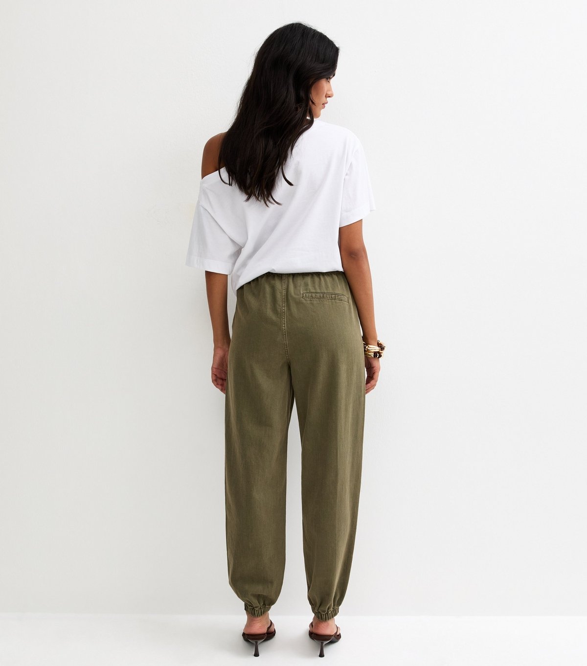 New Look Women's Dark Khaki Cotton Tapered Cargo Trousers New Look - 4