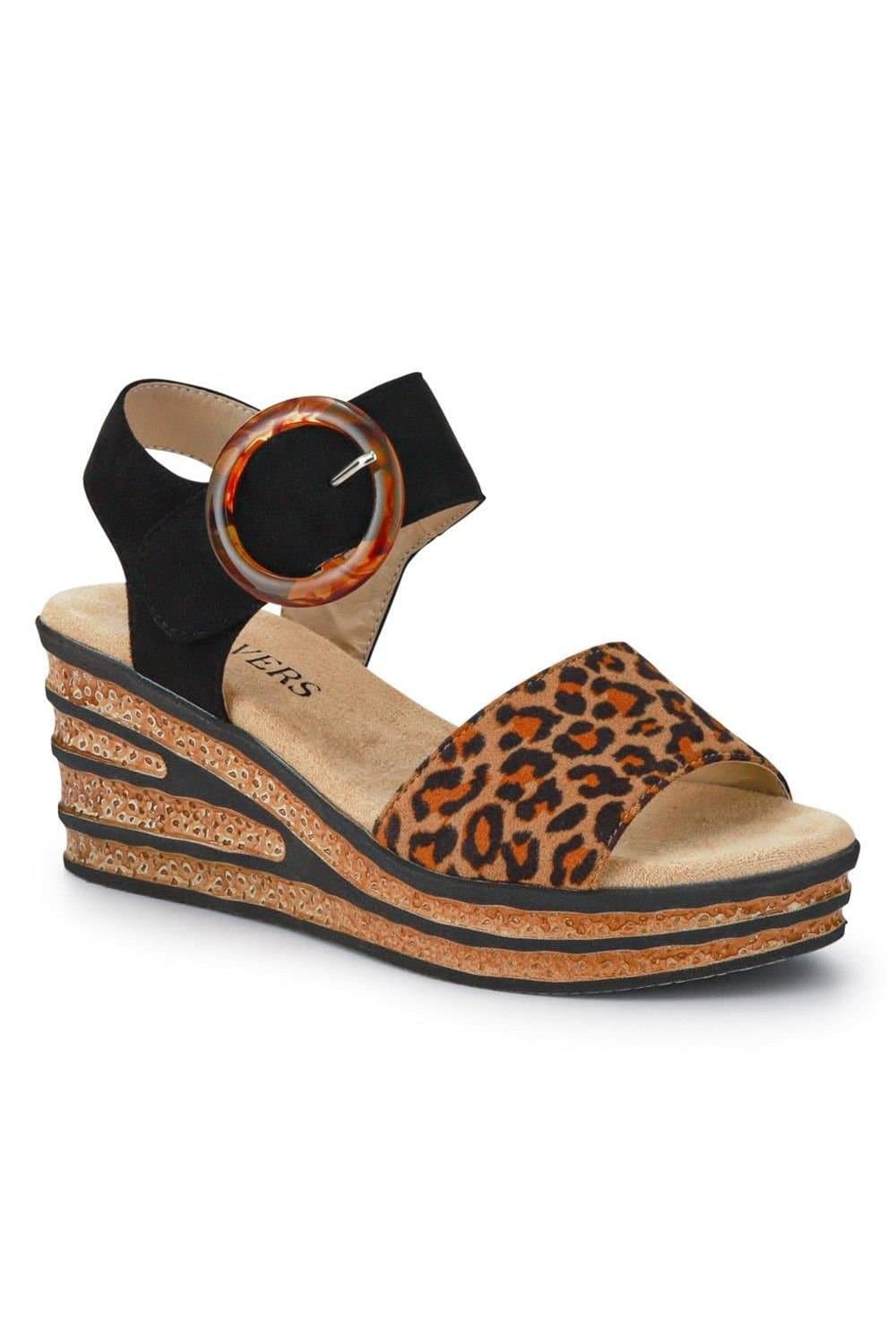 Pavers Pavers Women's Touch-Fasten Wedge Sandals in Tan