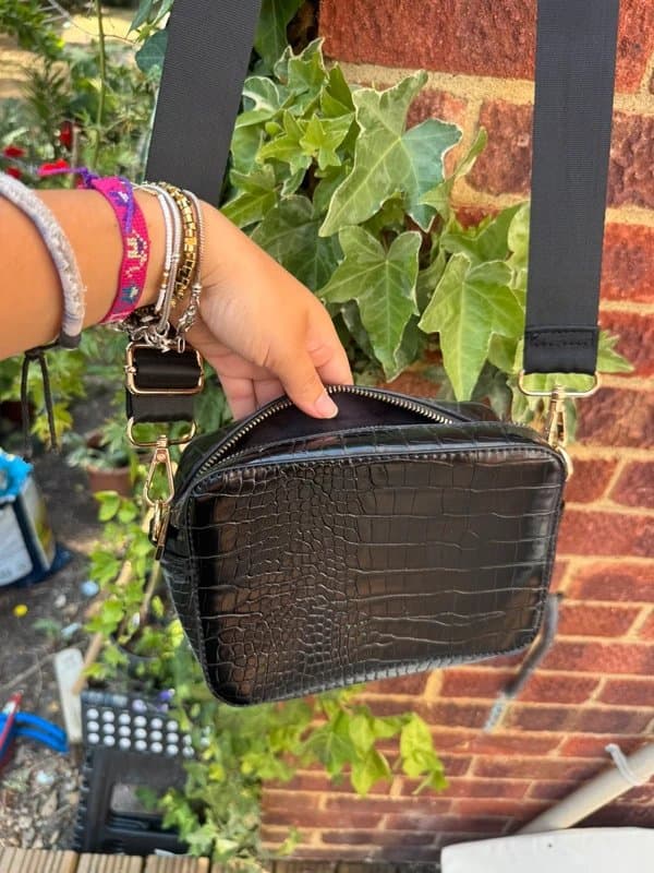 ASOS Black croc-effect crossbody bag
