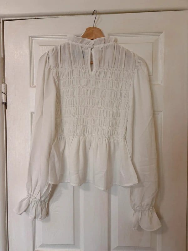 ASOS White Frilly Ruched Blouse