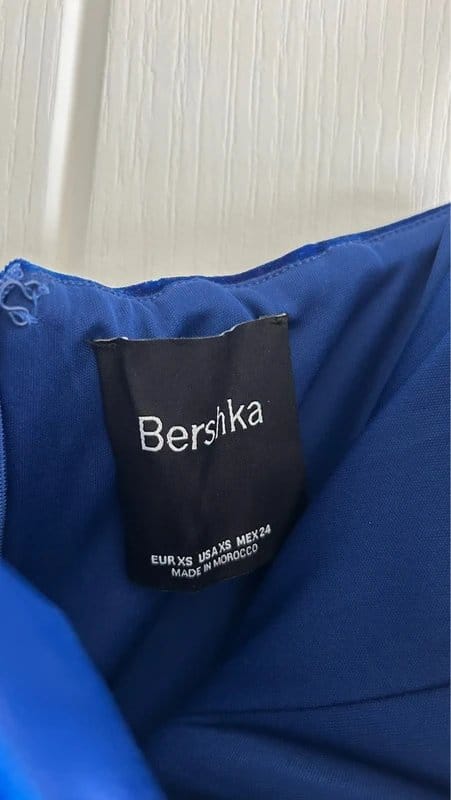 Bershka Blue Velvet Corset Crossover Mini Dress