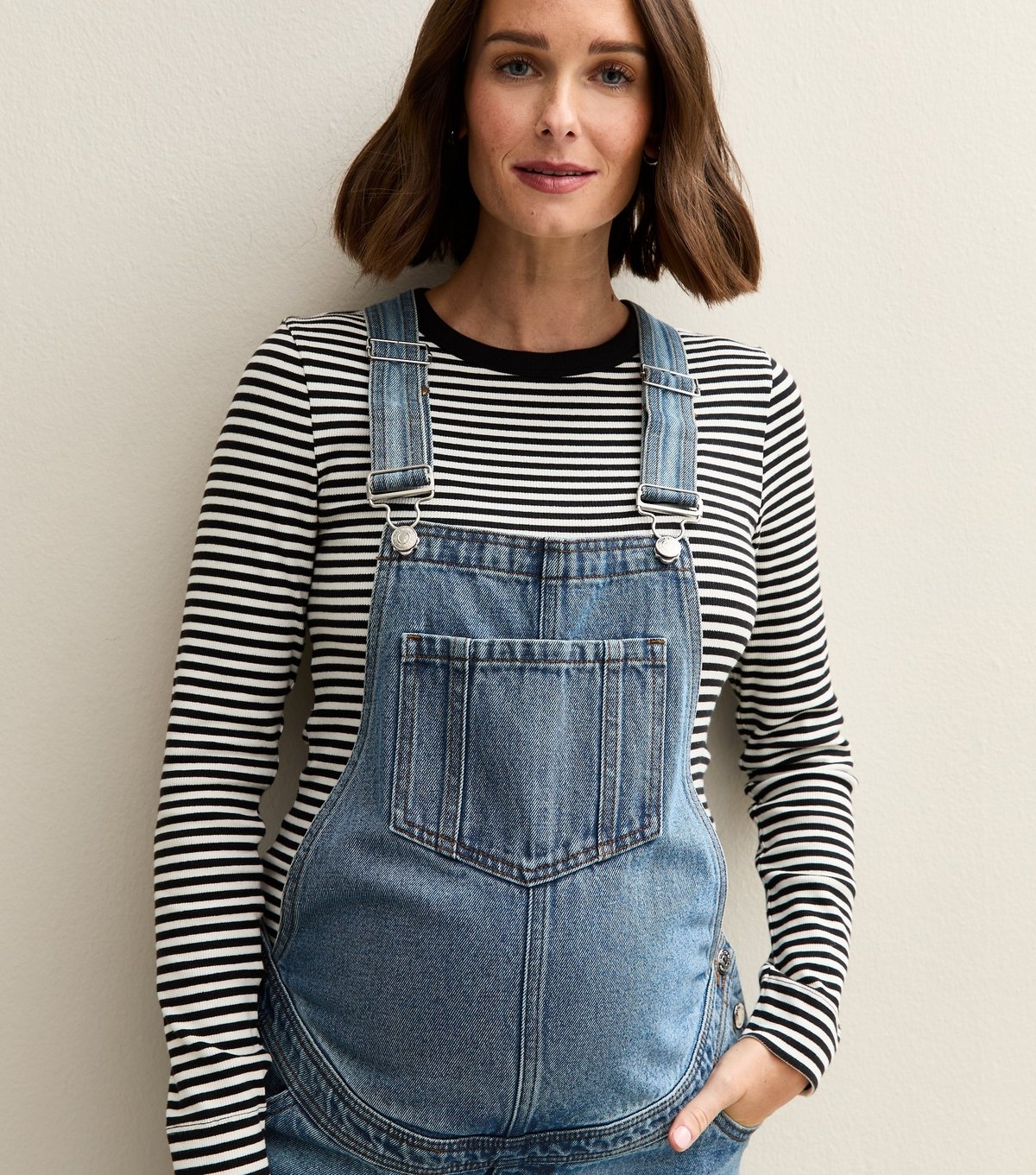 New Look Women's Maternity Blue Wash Denim Dungarees New Look - 2