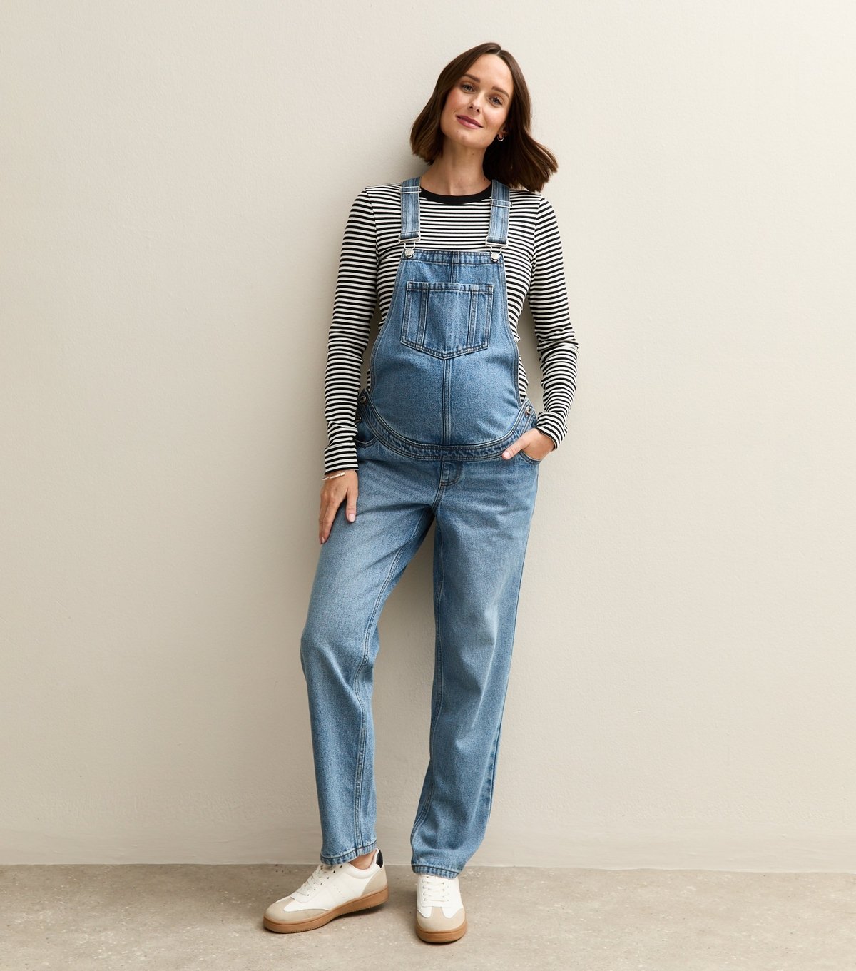 New Look Women's Maternity Blue Wash Denim Dungarees New Look - 3