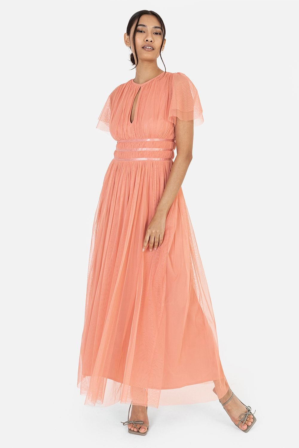 Anaya with Love Anaya with Love Women's Keyhole Detail Midaxi Dress in Coral - 2