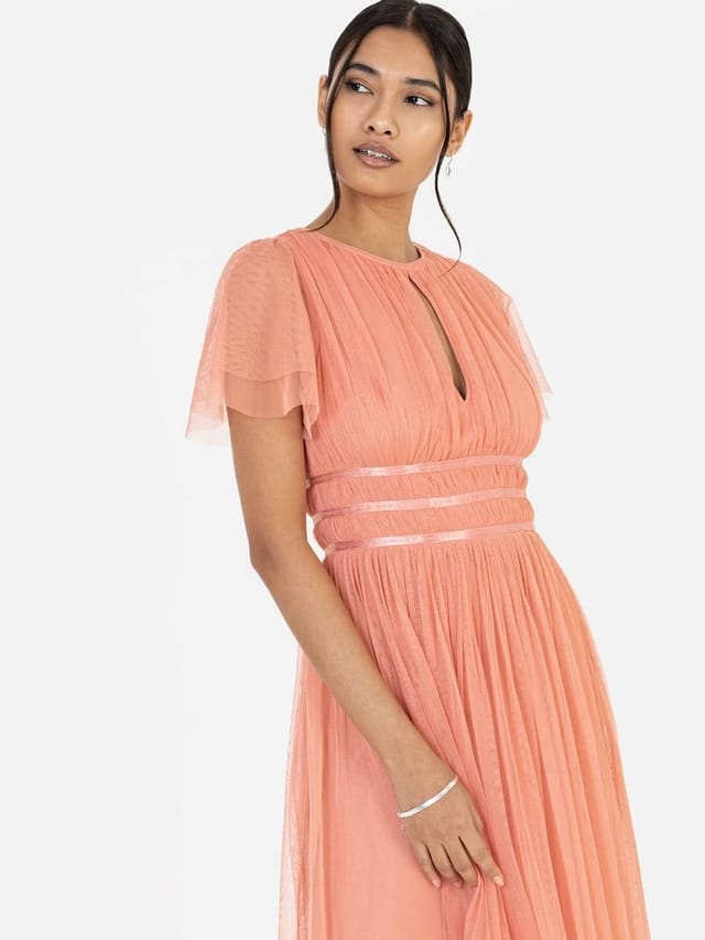 Anaya with Love Anaya with Love Women's Keyhole Detail Midaxi Dress in Coral - 2