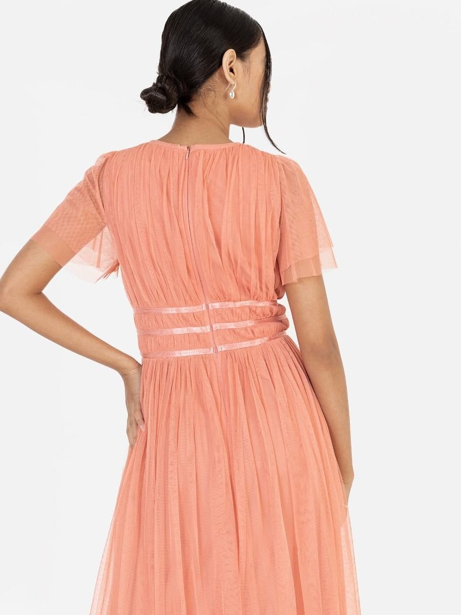 Anaya with Love Anaya with Love Women's Keyhole Detail Midaxi Dress in Coral - 4