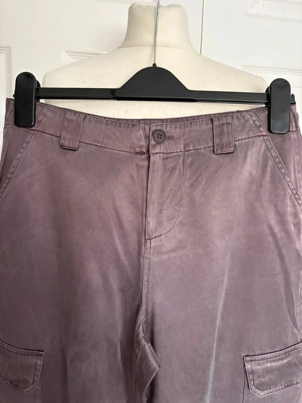 Monsoon Silky Mink Mauve Cropped Utility Trousers Monsoon Size 8–10 Cargo Style