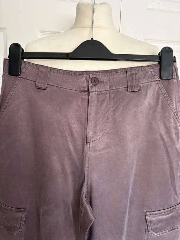 Monsoon Mauve Silky Cropped Utility Trousers Size 8-10