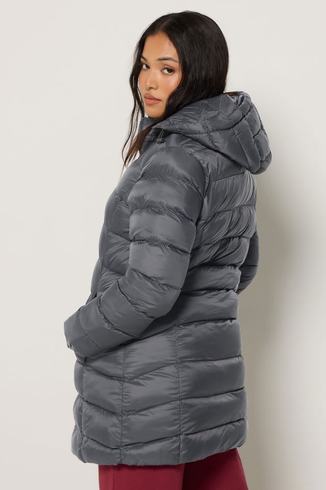M&Co M&Co Women's Petite Padded Hooded Coat in Dark Grey - 3