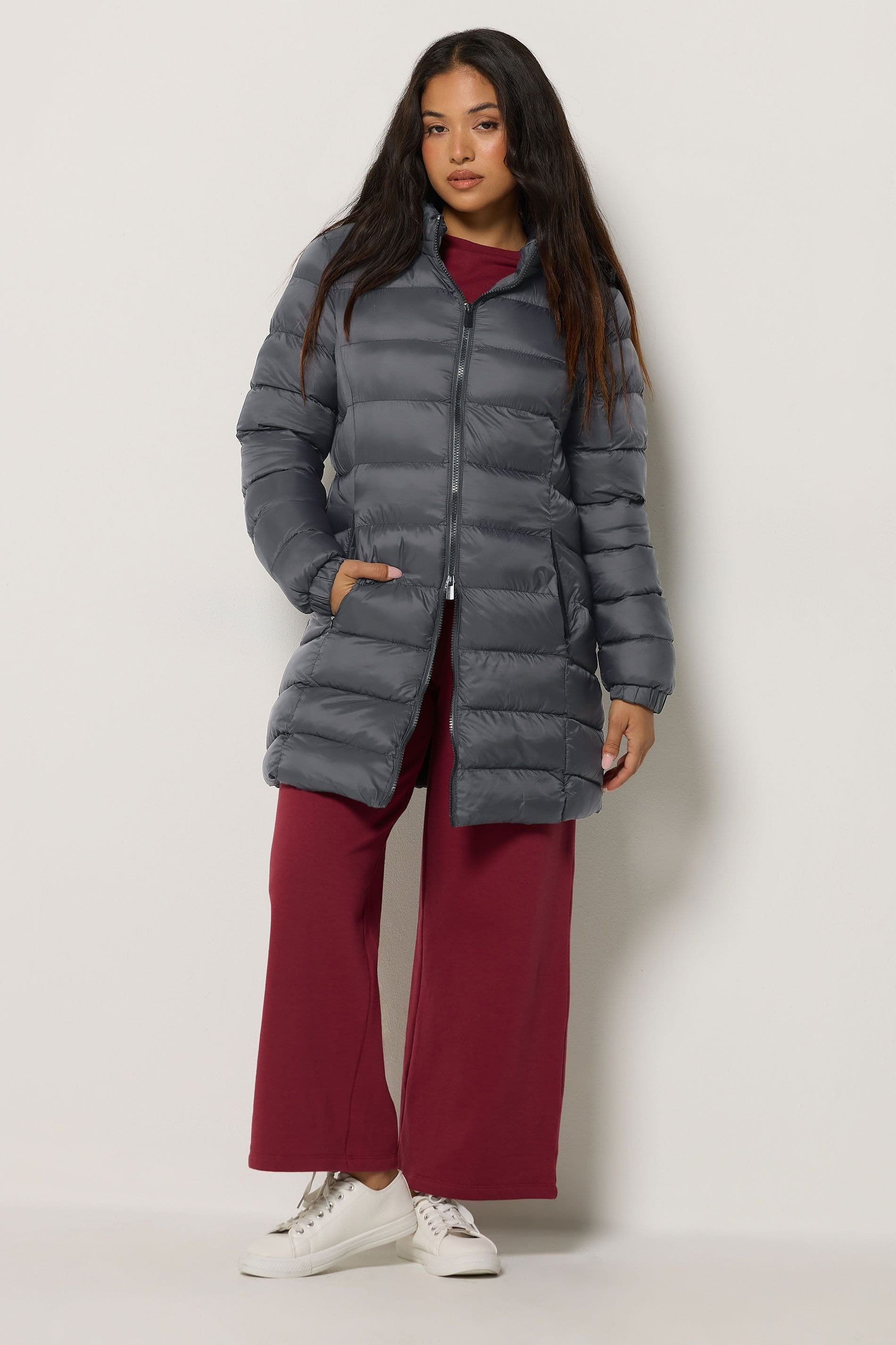 M&Co M&Co Women's Petite Padded Hooded Coat in Dark Grey - 4