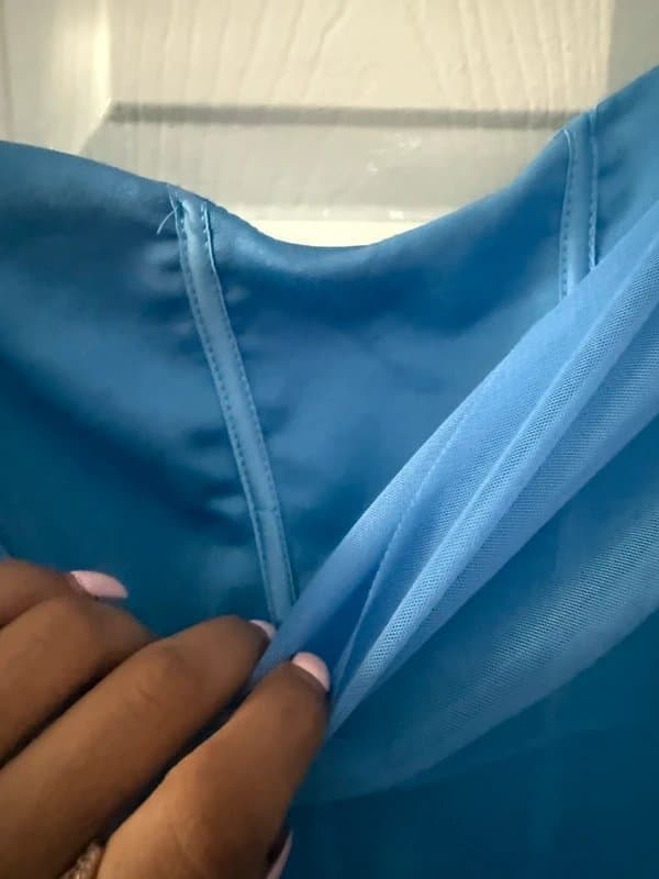 Oh Polly Oh Polly Blue Ruched Mini Dress | Mesh | UK 12