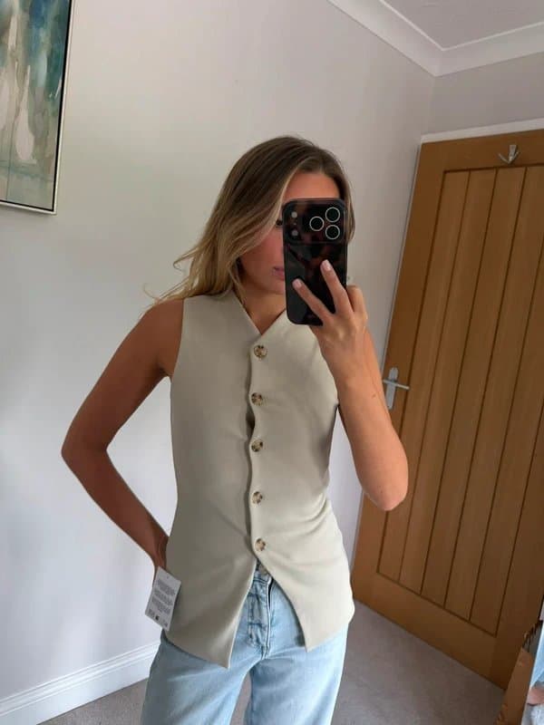 ASOS ASOS taup button down waist coat top