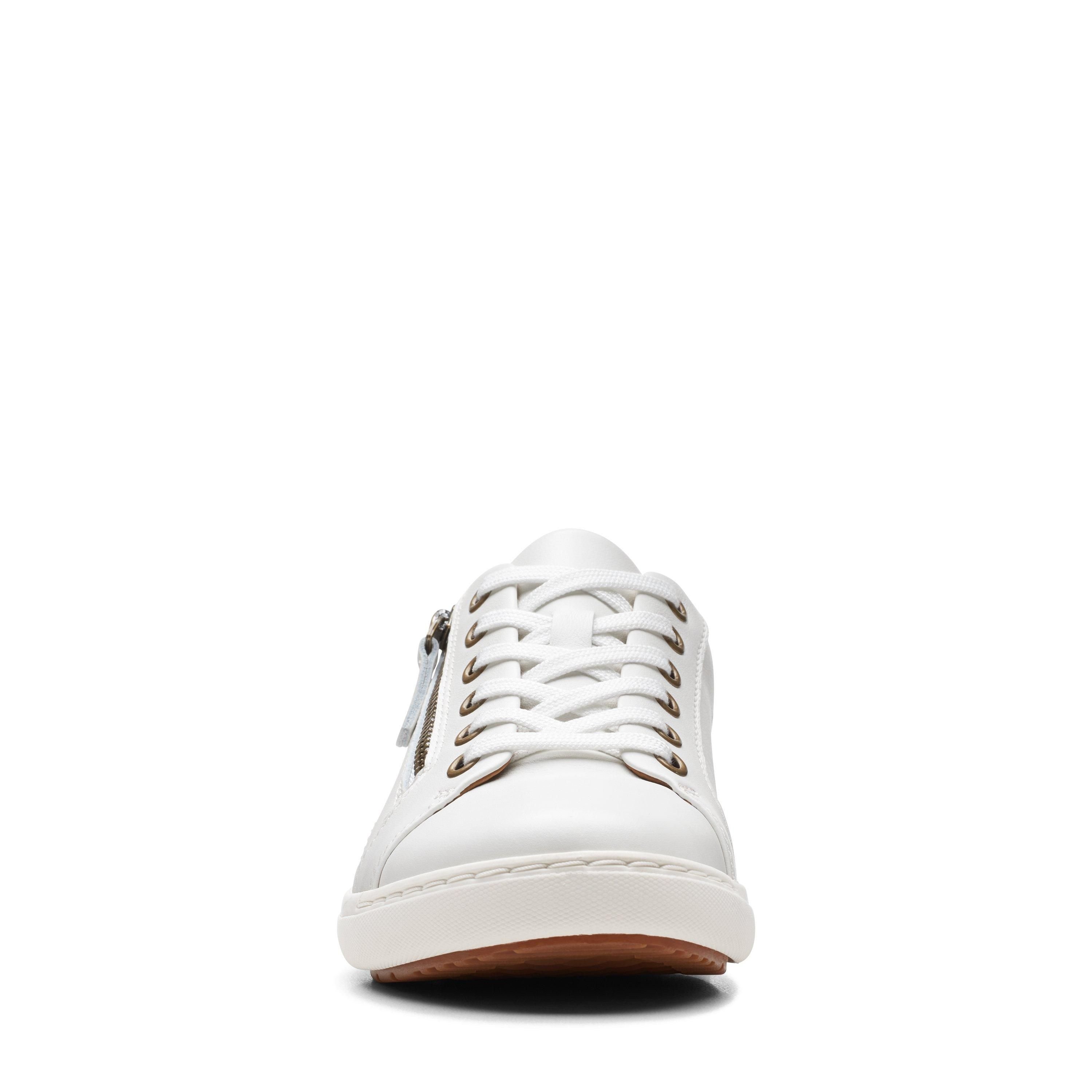 Clarks Clarks Women's Nalle Lace White Leather Trainers - 3