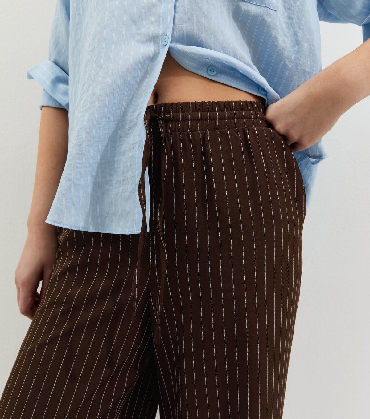 New Look Women's Brown Pinstripe Wide Leg Trousers New Look - 3