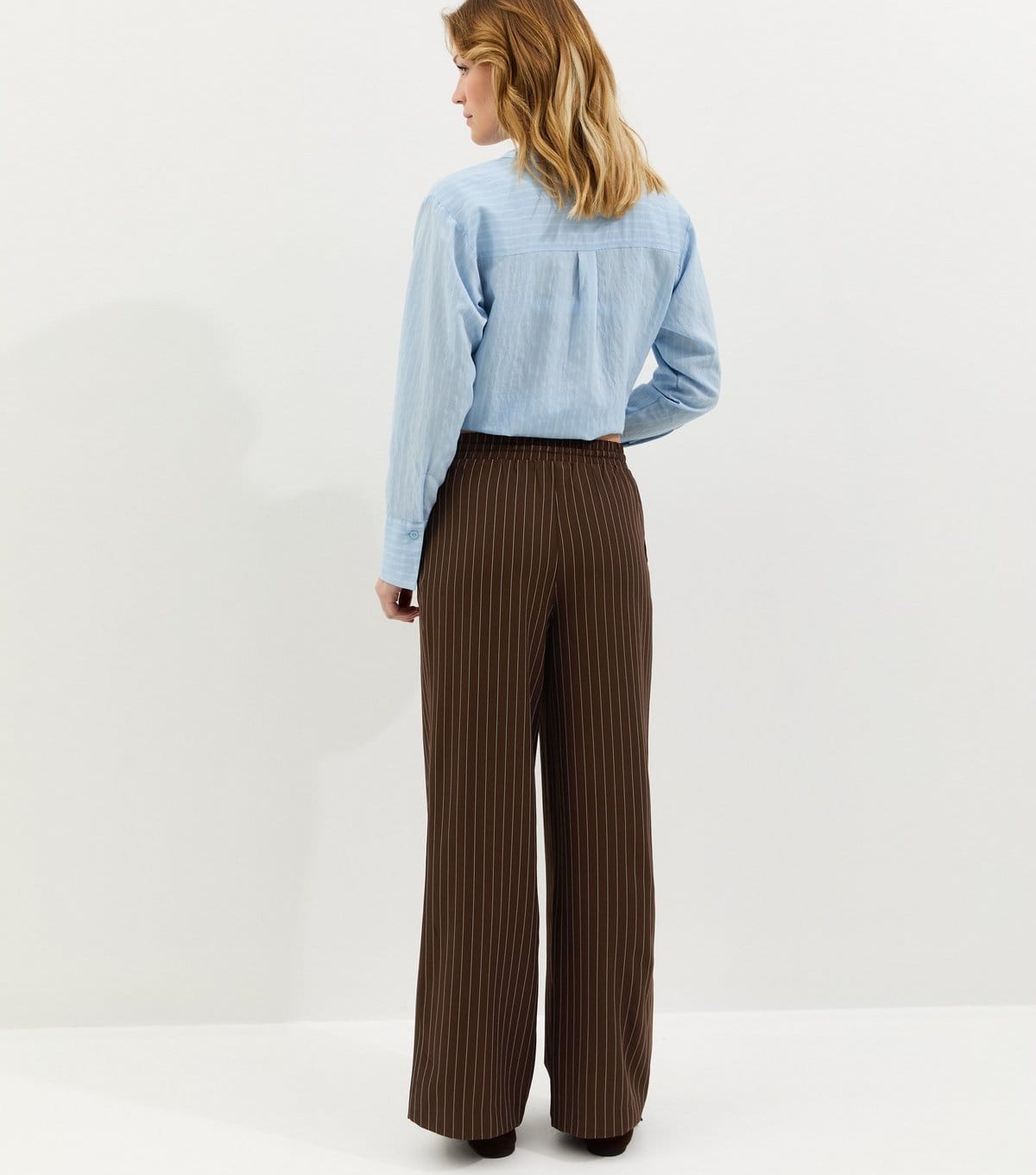 New Look Women's Brown Pinstripe Wide Leg Trousers New Look - 4