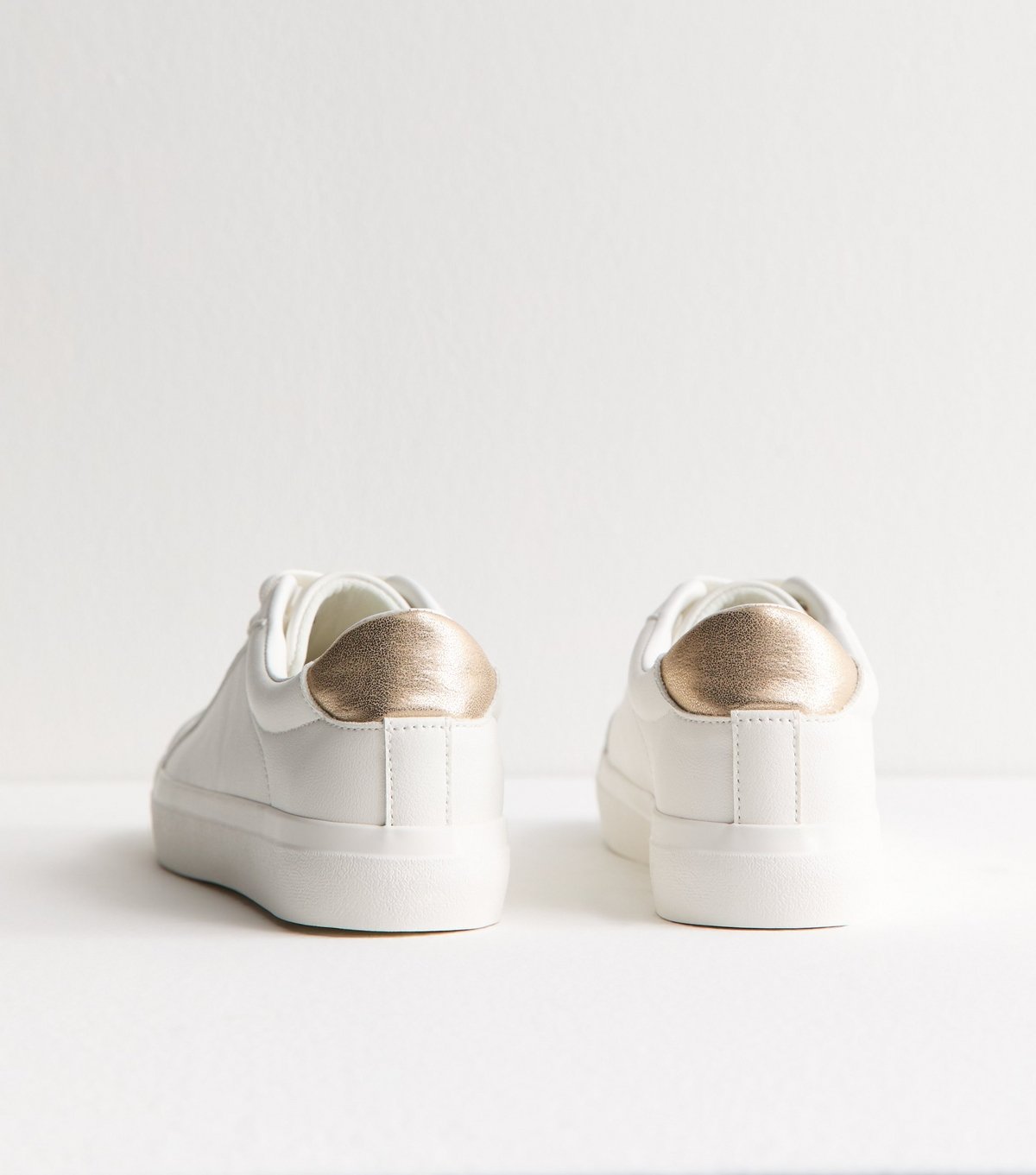 New Look Women's Wide Fit White Faux Leather Lace Up Trainers Vegan New Look - 3