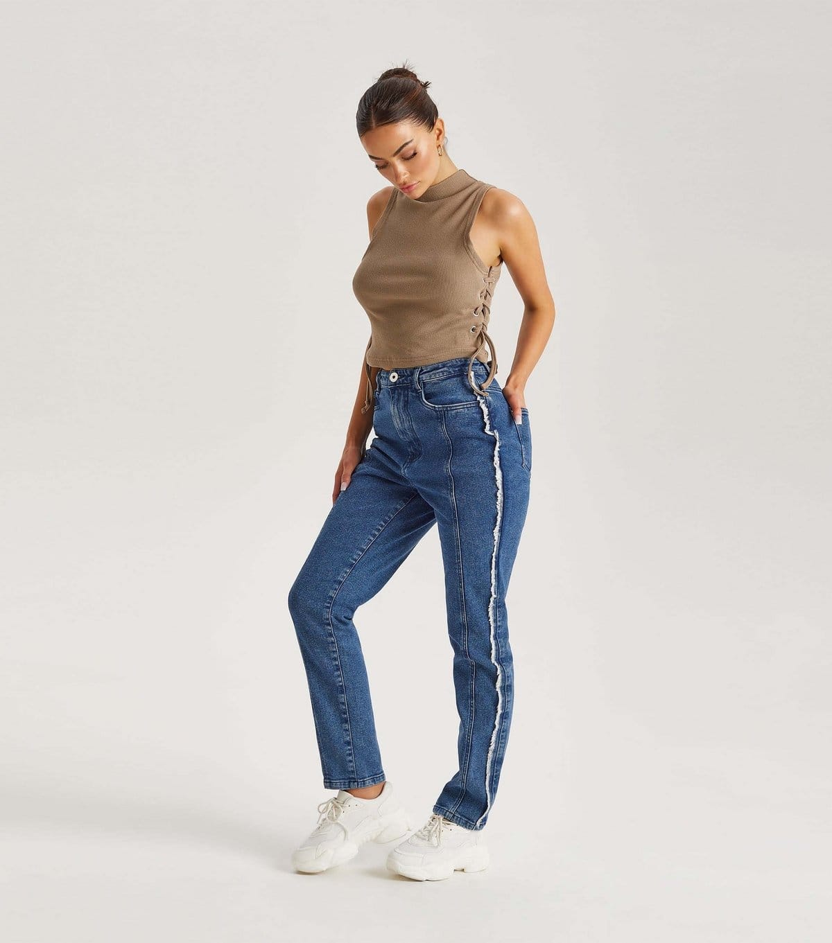 Urban Bliss Blue Frayed Seam Detail Jeans