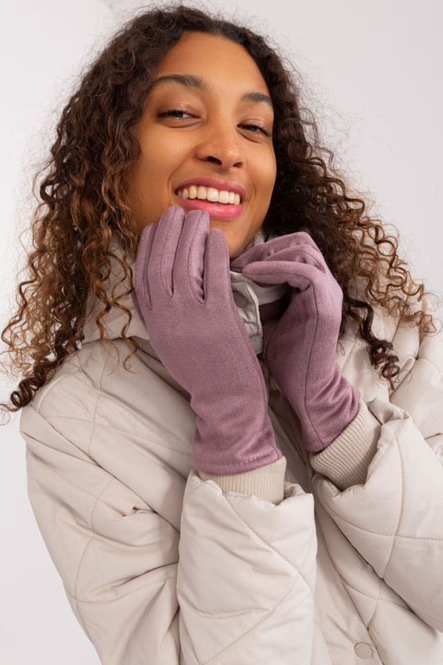 Love Lace Love Lace Women's Elegant Insulated Touchscreen Gloves with Embroidered Flower Soft in Violet - 2