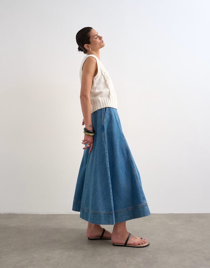 ASOS Topshop denim full maxi skirt in mid blue - 1