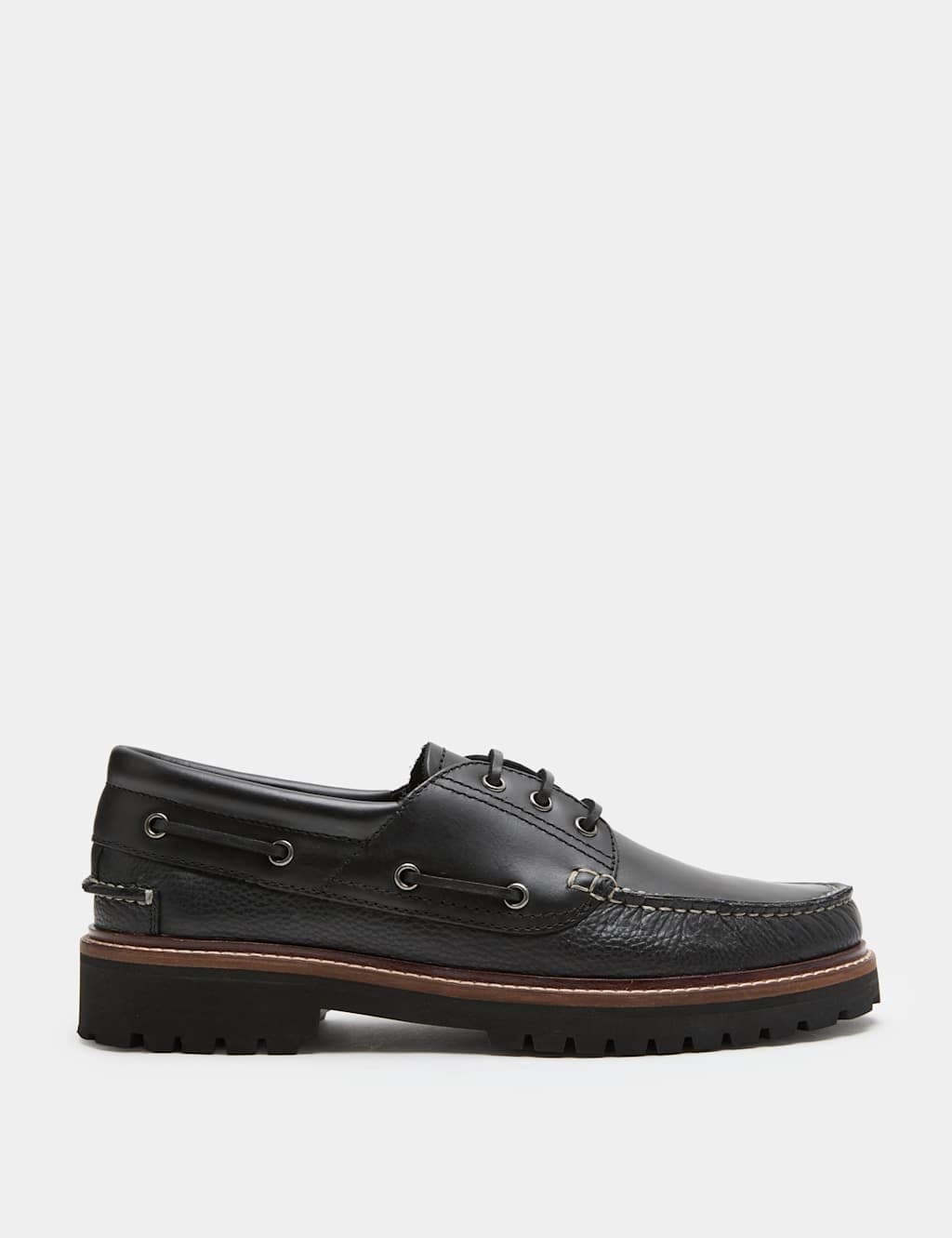 Marks & Spencer M&S Chunky Sole Leather Deck Shoes Black