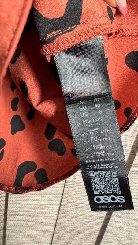 ASOS Coral Leopard Print Wrap Peplum Top UK 12