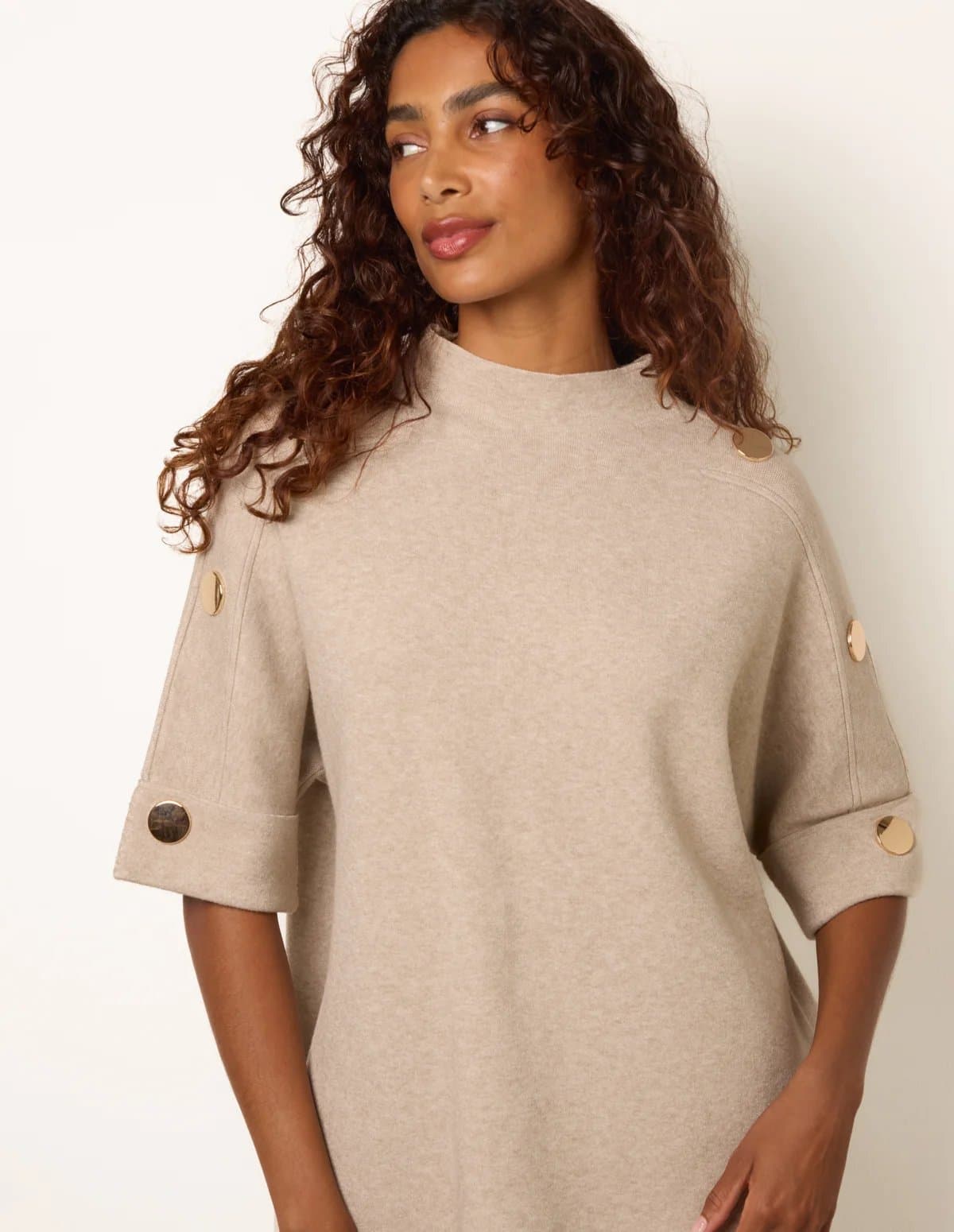 Blue Vanilla Short Sleeve Button Detail Jumper