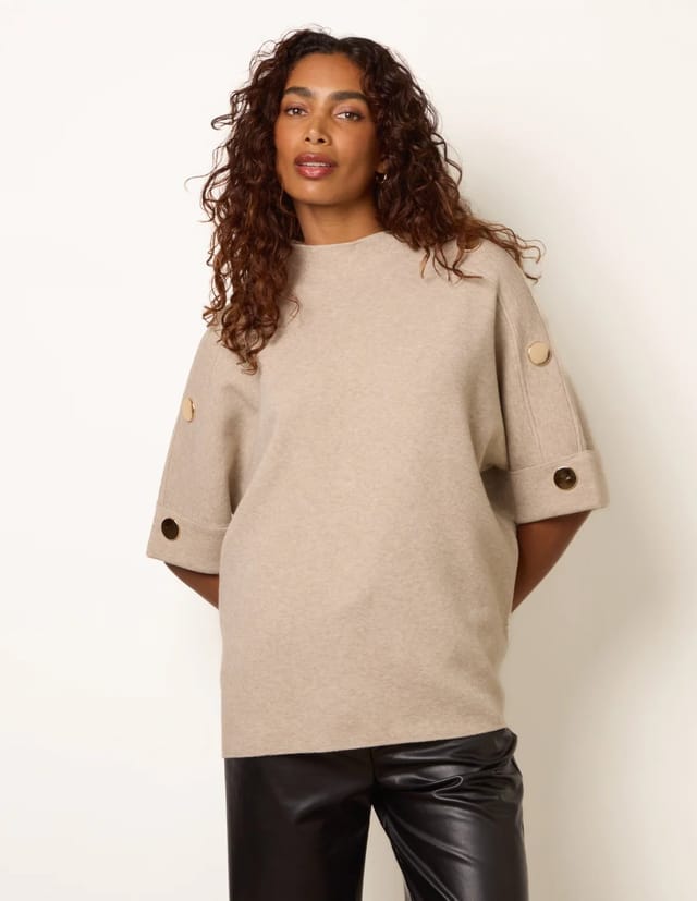Blue Vanilla Short Sleeve Button Detail Jumper - 2