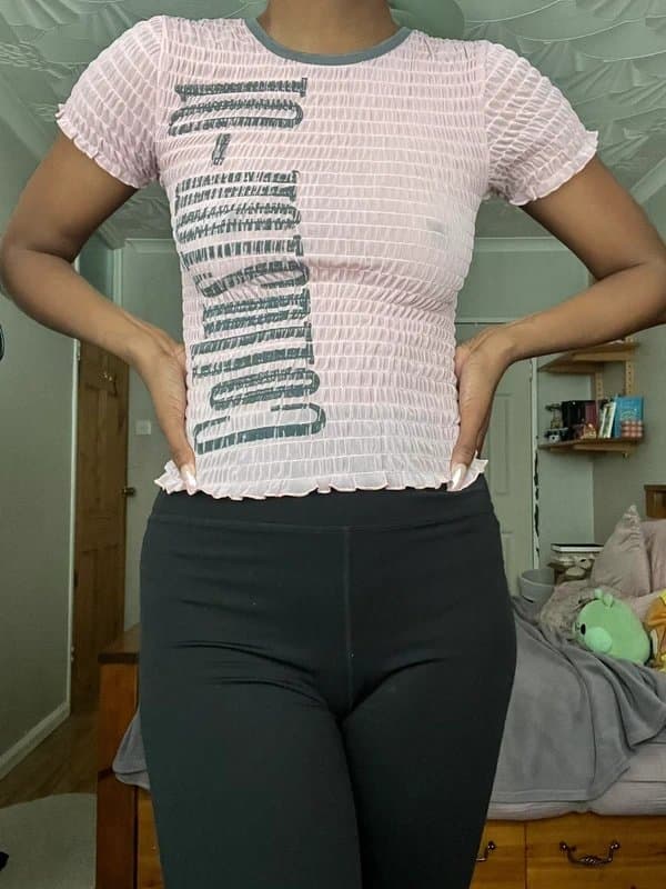 ASOS ASOS pink y2k ruched mesh baby tee