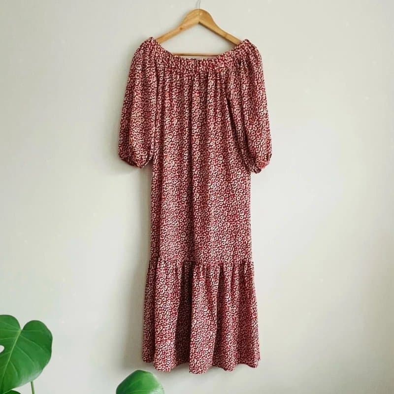 ASOS Design Asos red printed off the shoulder dress Size 8