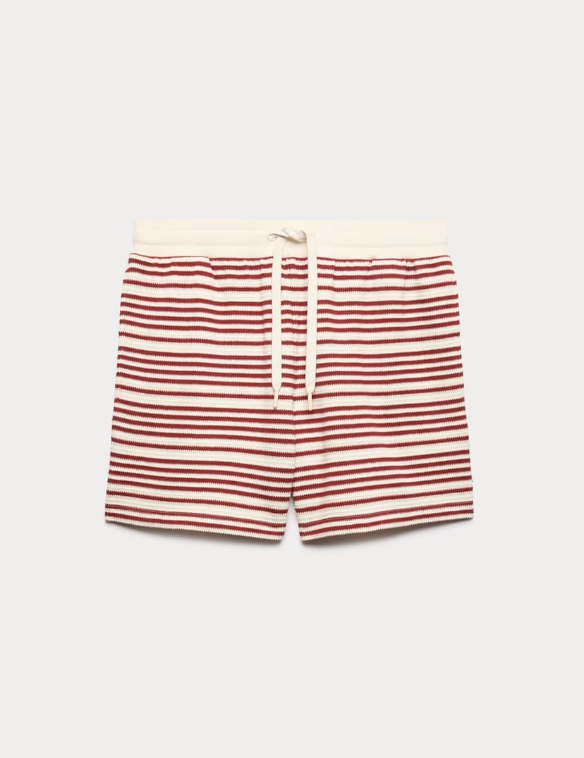 Marks & Spencer M&S Cotton Rich Variegated Stripe Shorts Paprika - 1