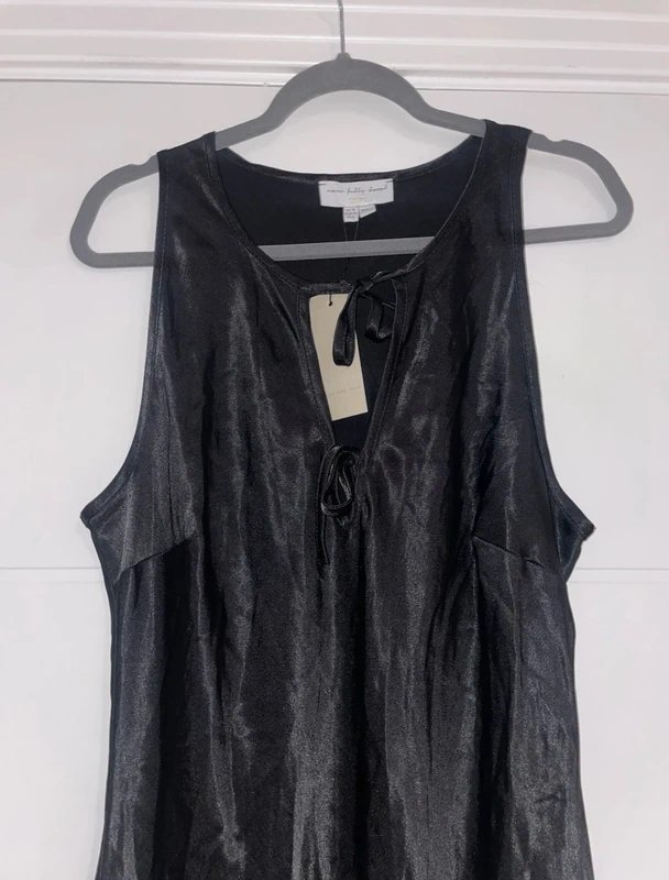 Never Fully Dressed Never Fully Dressed Black Satin Tie Up Slip Maxi Dress Plus Size 16 Occasion Smart party - 1