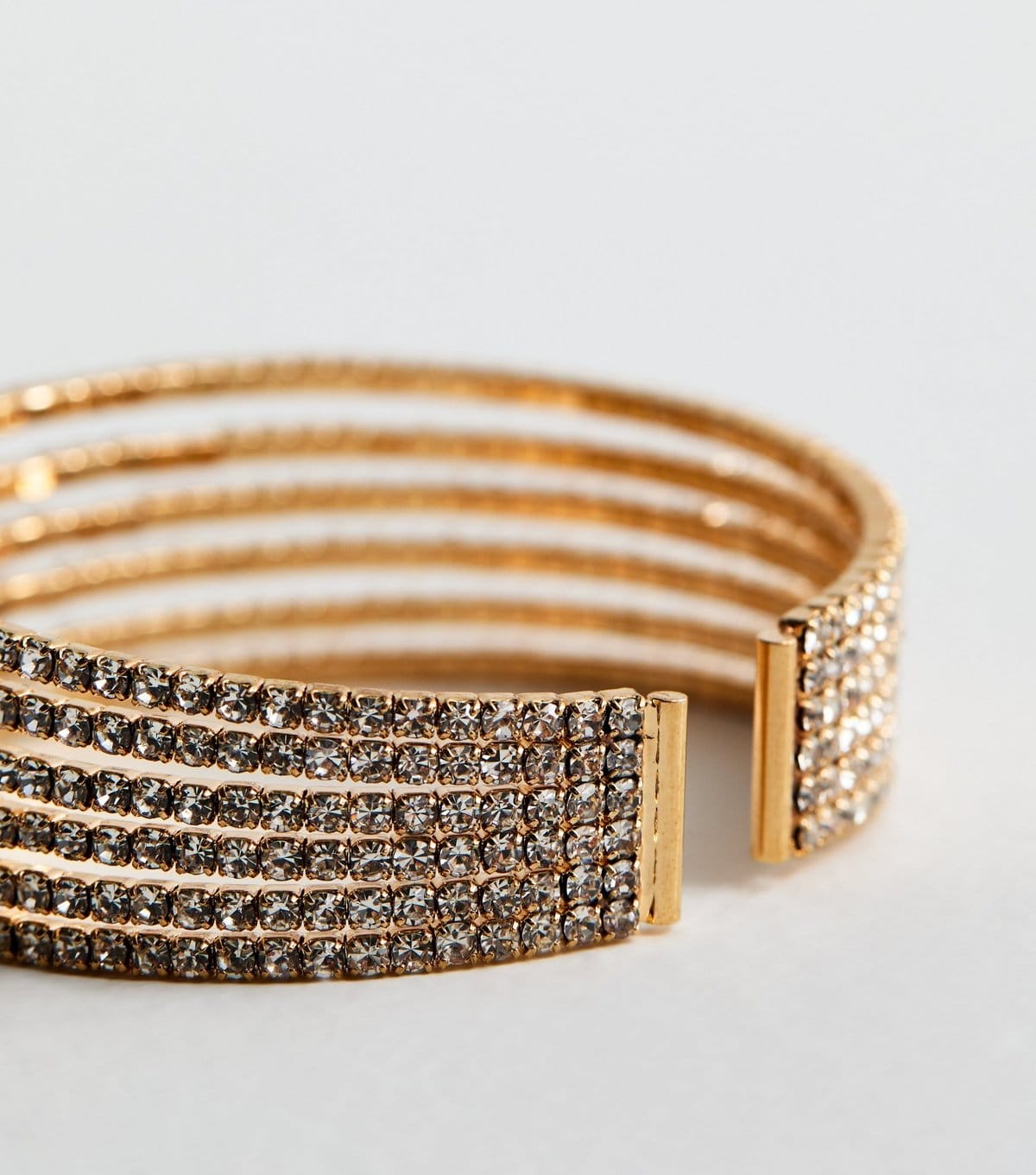 New Look Gold Plated Six Strand Diamanté Cuff Bracelet New Look - 4