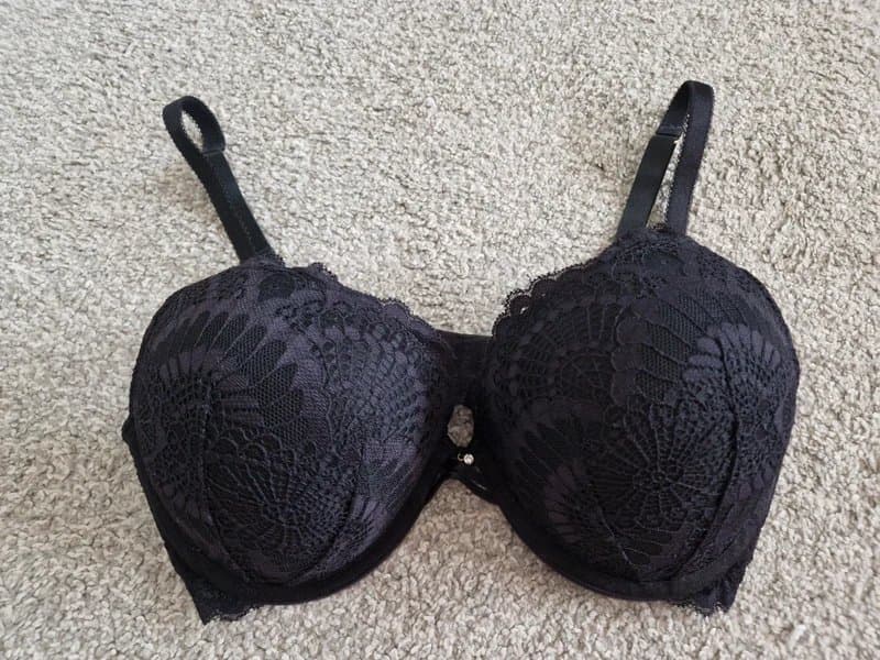 New Look New Look Black Pink Floral Embroidered Lace Boost Bra 34DD