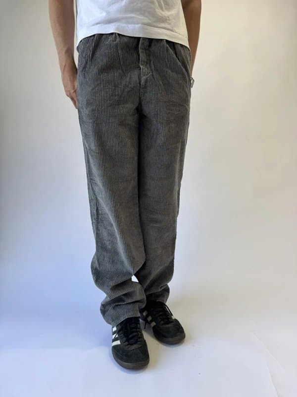 alexander julian Corduroy Trousers Mens 30 x 34 Grey Jumbo Cord Straight Fit Vintage Workwear Pants