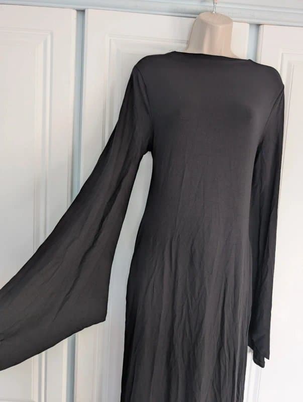 ASOS ASOS Design wide sleeve midi dress with cross detail in black size 16