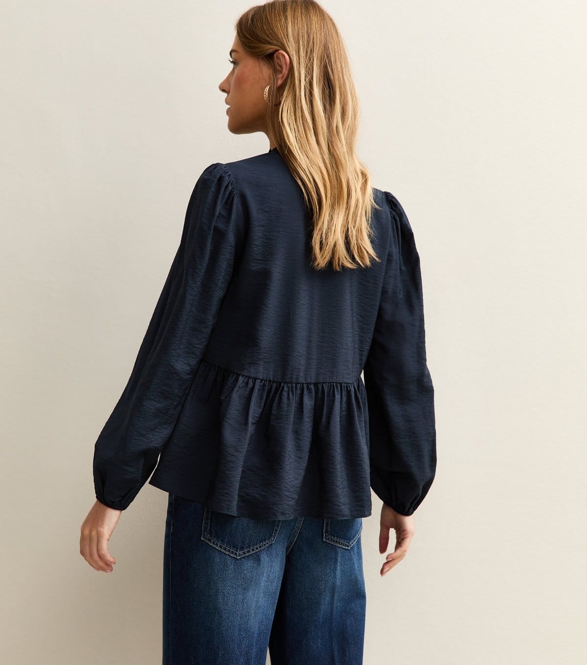 New Look Women's Navy Button Up Peplum Tea Blouse New Look - 4