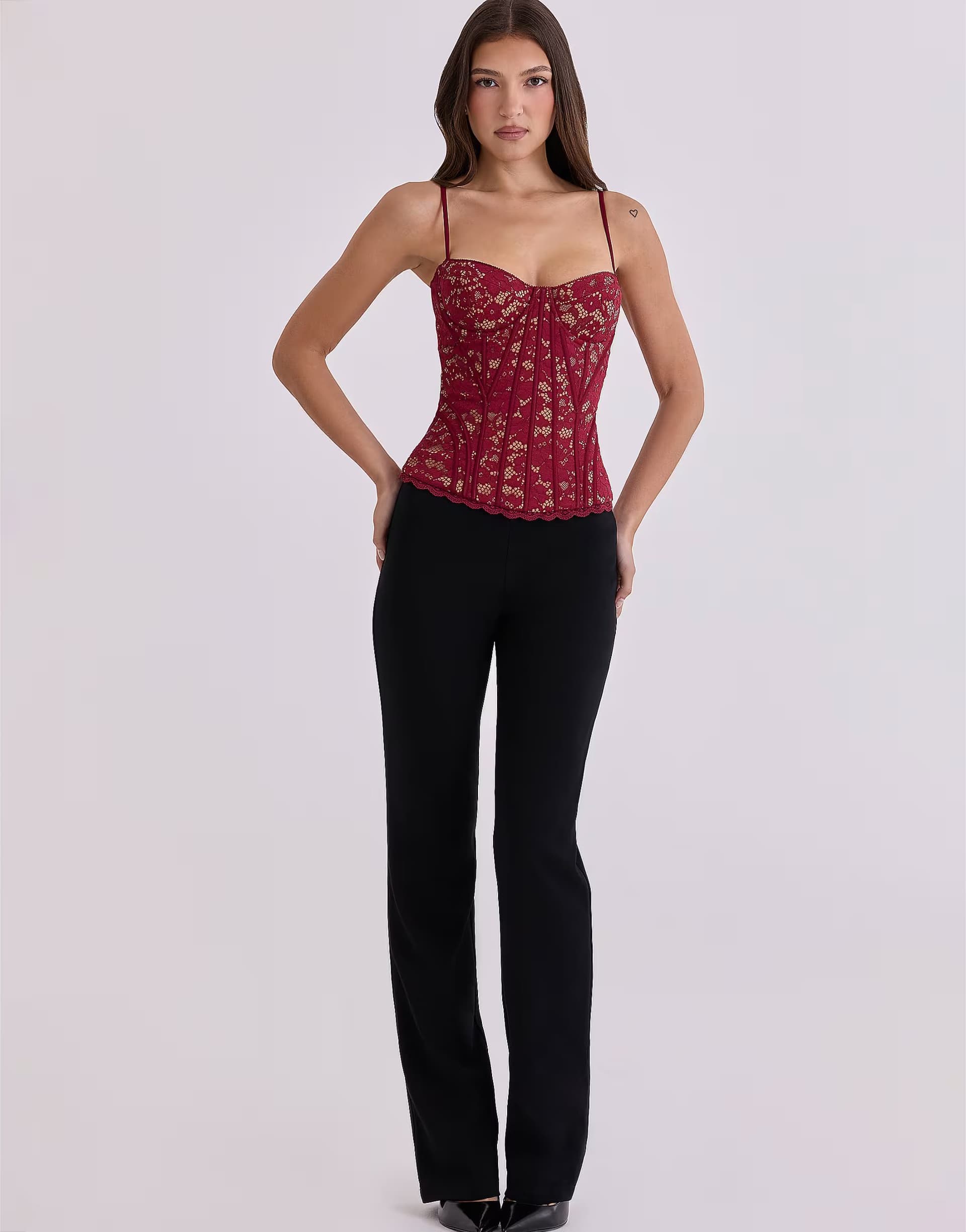 ASOS House of CB Rania wine lace corset top in wine