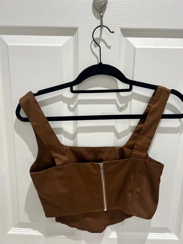 ASOS Brown corset crop top Small